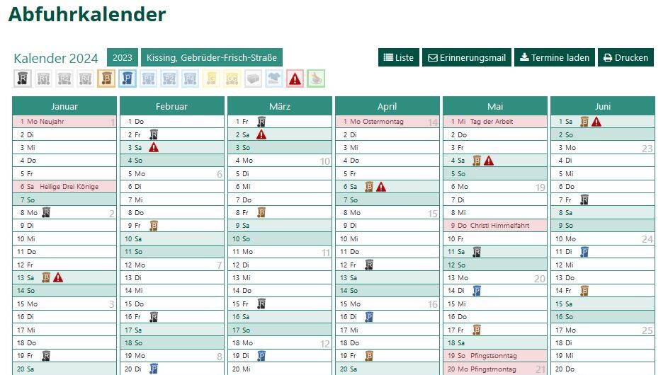Bild Abfuhrkalender vom Landratsamt Aichach-Friedberg